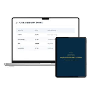 Cover of the SEO audit and AI visibility PDF report delivered in minutes to optimize your website.