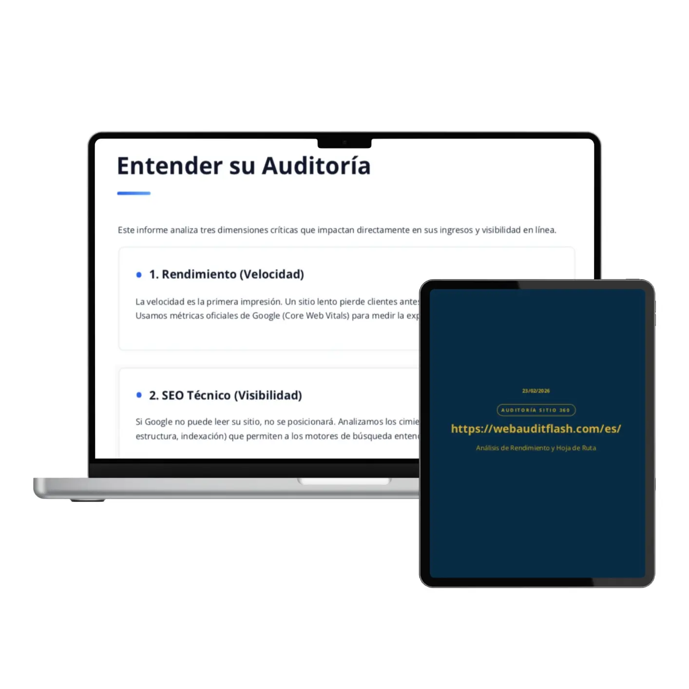 Portada del informe en PDF sobre la auditoría de SEO y visibilidad con IA, que se entrega en pocos minutos para optimizar tu página web.